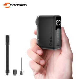 COOSPO X1 Mini Bomba para Bicicleta con Medidor, Bomba Eléctrica Compacta 120 PSI, Auto Stop, Válvula Presta y Schrader, para E-Bike, Mountain Bike, City Bike